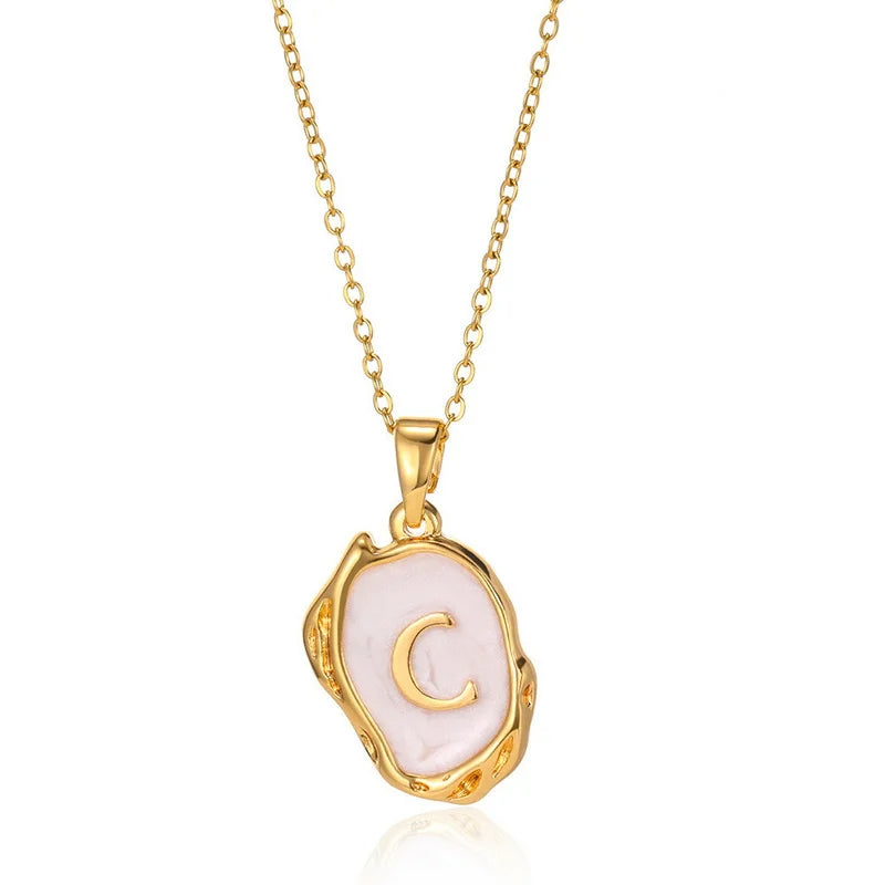 A-Z Alphabet Gold Plated Stainless Steel Pendant Necklace