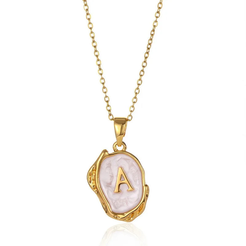 A-Z Alphabet Gold Plated Stainless Steel Pendant Necklace