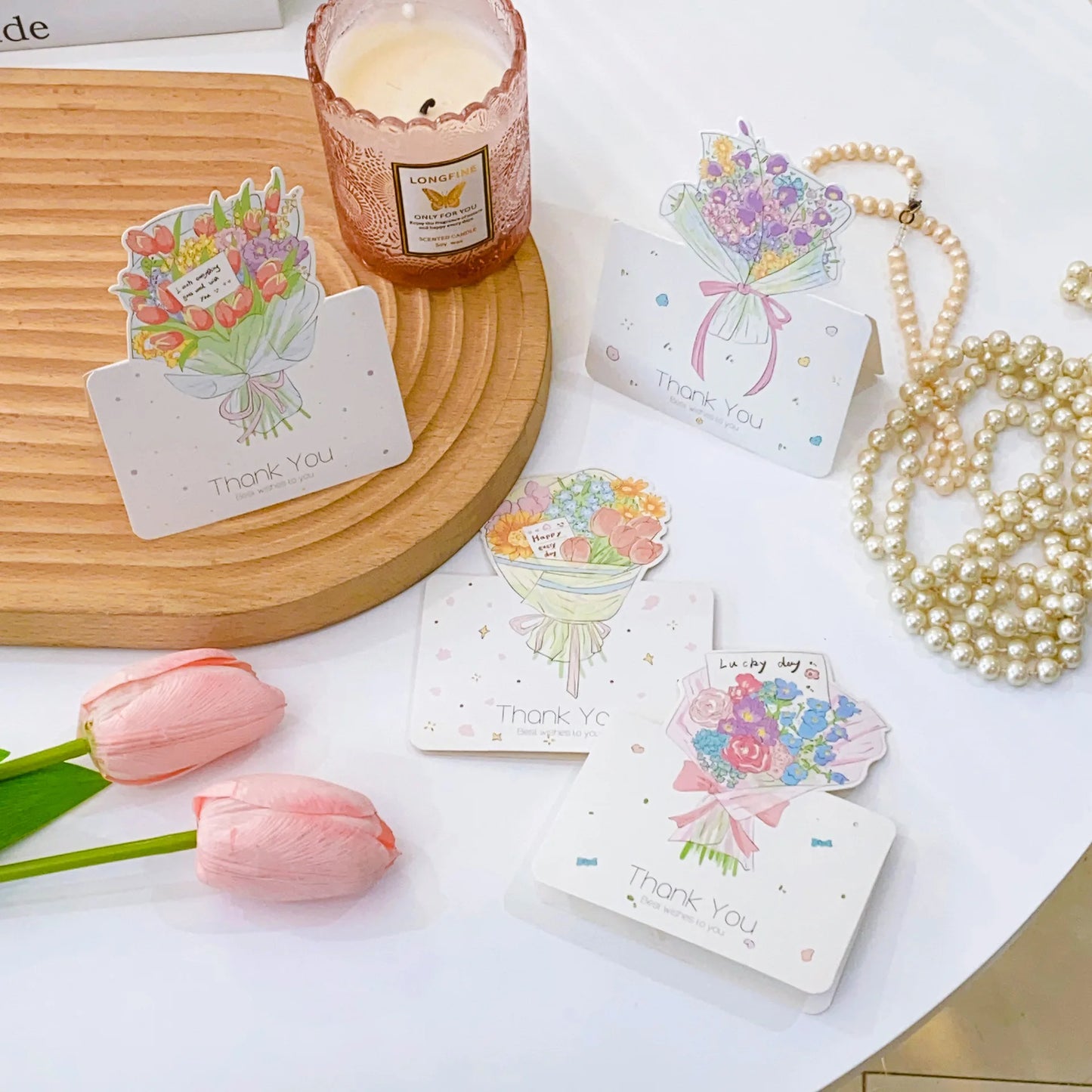 10Pcs Floral Thank You Card for Gift Box Package Small Greeting Cards To Mom Teacher Thank You Card Thanksgiving Day's Gifts