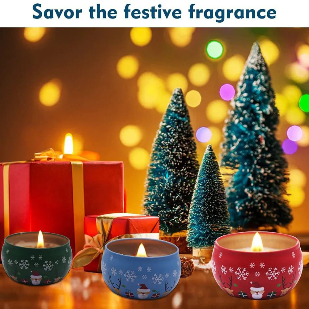 1PCS Portable Scented Candle Soy Wax Plant Essential Oil Christmas Scented Candle Christmas Holiday Gift Holiday Gift Souvenir